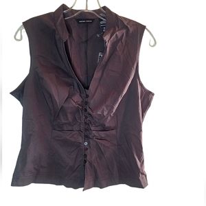 New York and Company women's brown button down sleeveless top size 12